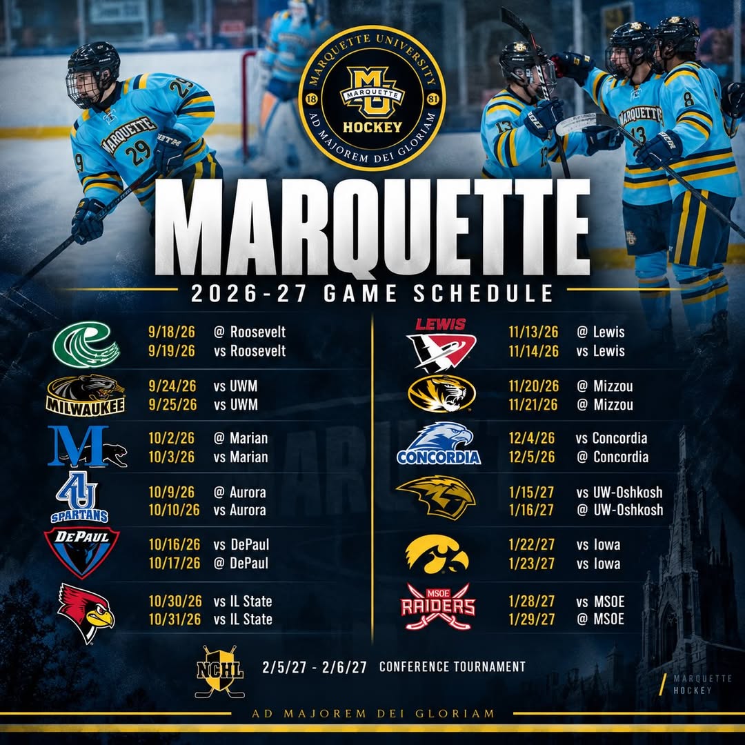 🚨 Marquette 2026-2027 Club Hockey Schedule 🚨